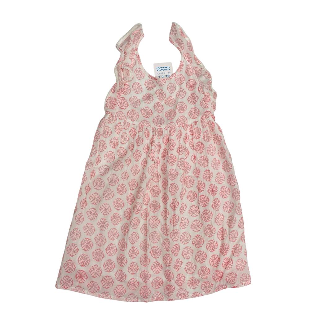 NWT Mer St. Barth Size 6 Daphne Flutter Sleeve Dress in Pink Star